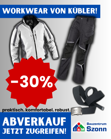 Abverkauf von Kübler Workwear - Jetzt 30 % sparen
